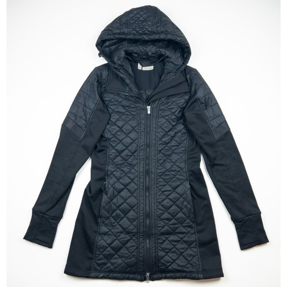 Athleta Rock Springs CYA Jacket Womens XS Black Puffer Quilted Reflective Hooded